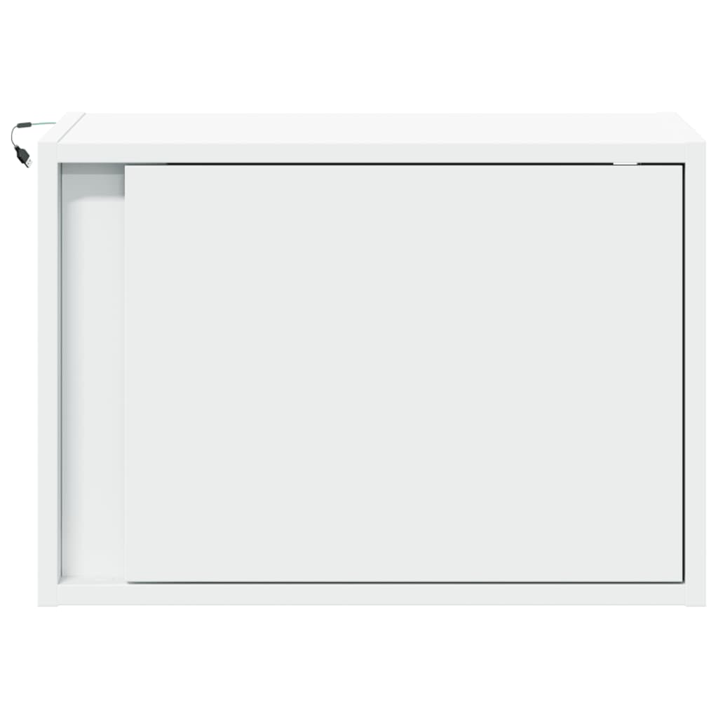 Comodini a Parete con Luci LED 2 pz Bianchi - homemem39