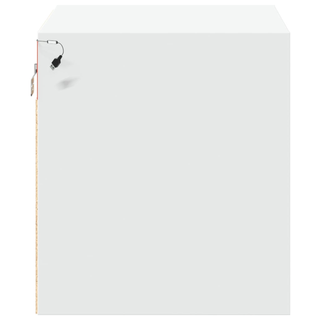 Comodini a Parete con Luci LED 2 pz Bianchi - homemem39