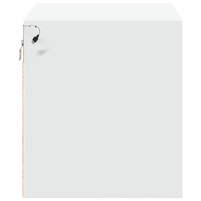 Comodini a Parete con Luci LED 2 pz Bianchi - homemem39