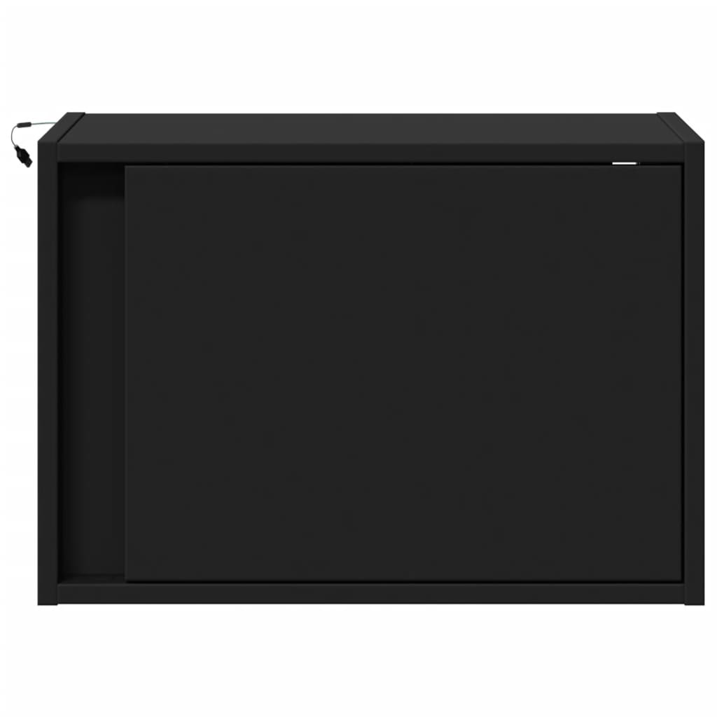 Comodino a Parete con Luci LED Nero - homemem39