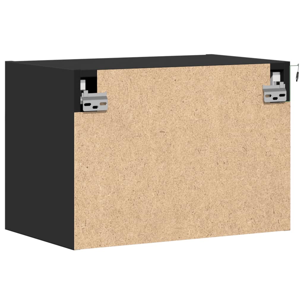 Comodino a Parete con Luci LED Nero - homemem39