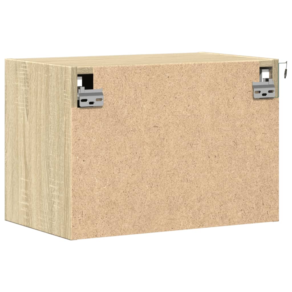 Comodino a Parete con luci LED Rovere Sonoma - homemem39