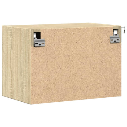 Comodino a Parete con luci LED Rovere Sonoma - homemem39