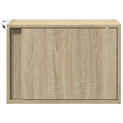 Comodini a Parete con luci LED 2 pz Rovere Sonoma