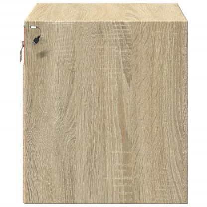Comodini a Parete con luci LED 2 pz Rovere Sonoma