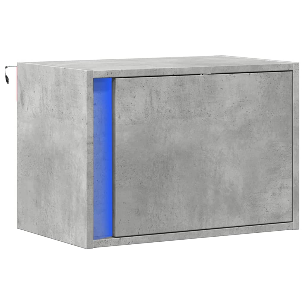 Comodino a Parete con Luci LED Grigio Cemento - homemem39