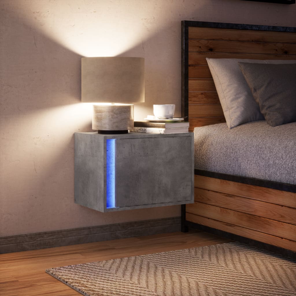 Comodino a Parete con Luci LED Grigio Cemento - homemem39