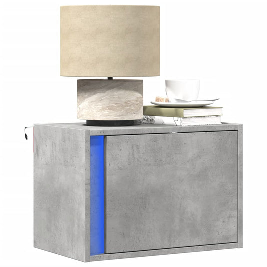Comodino a Parete con Luci LED Grigio Cemento - homemem39