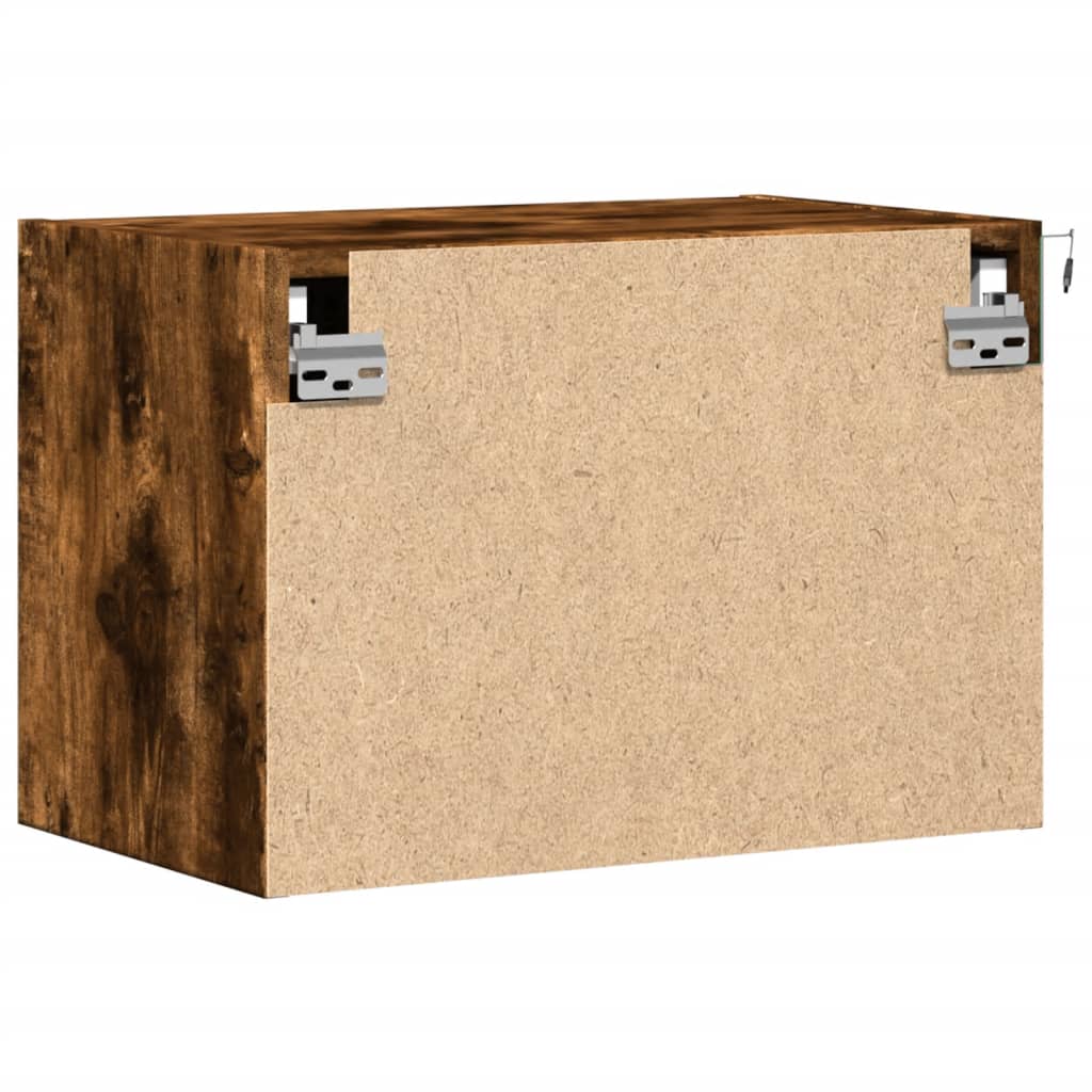 Comodino a Parete con luci LED Rovere Fumo - homemem39