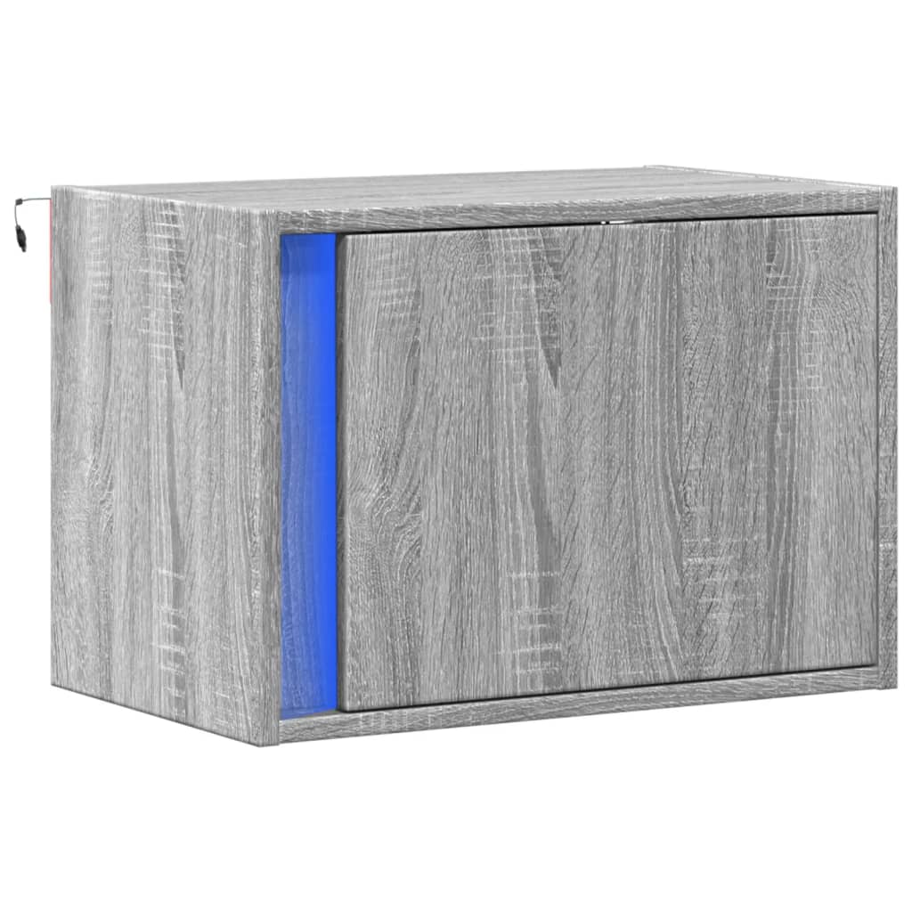 Comodino a Parete con luci LED Grigio Sonoma - homemem39