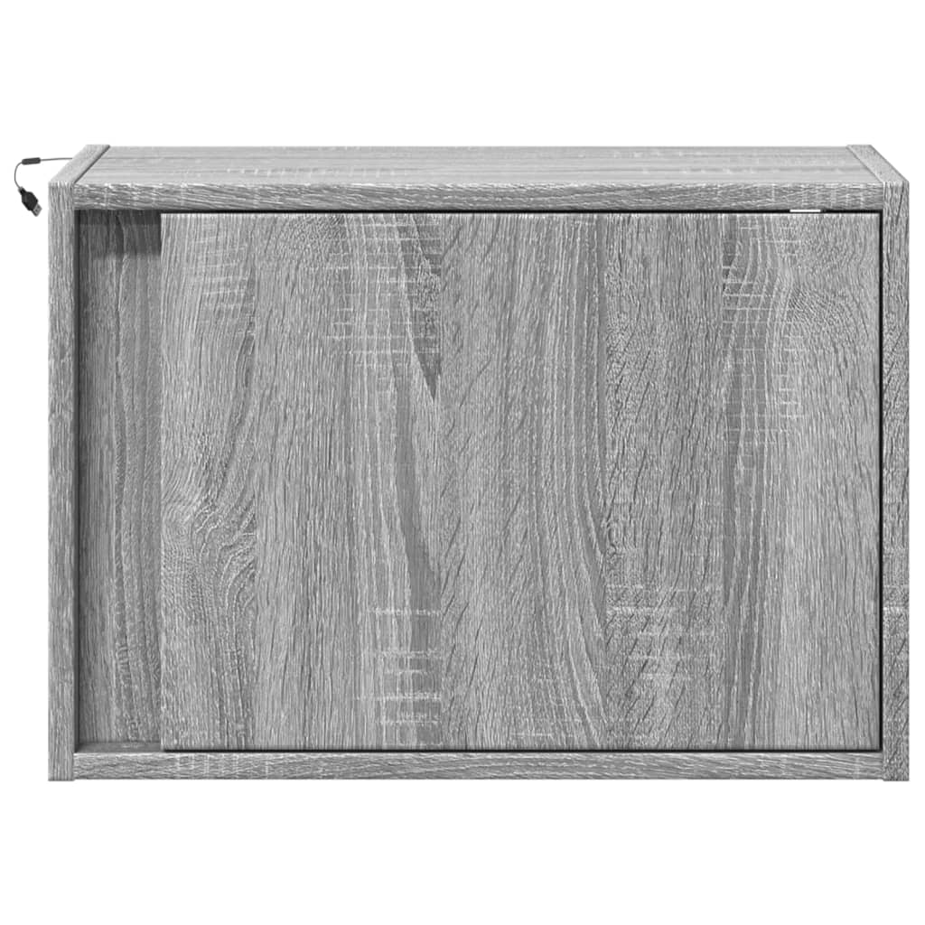 Comodino a Parete con luci LED Grigio Sonoma - homemem39