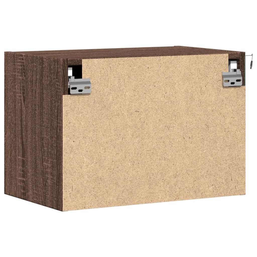 Comodino a Parete con luci LED Rovere Marrone - homemem39