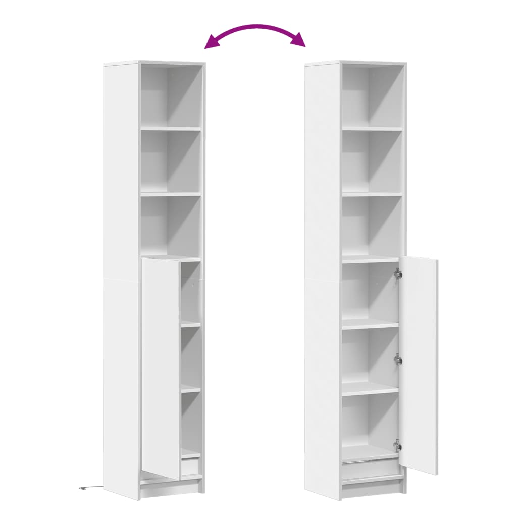 Credenza con LED Bianca 36x32,5x200 cm in Legno Multistrato - homemem39