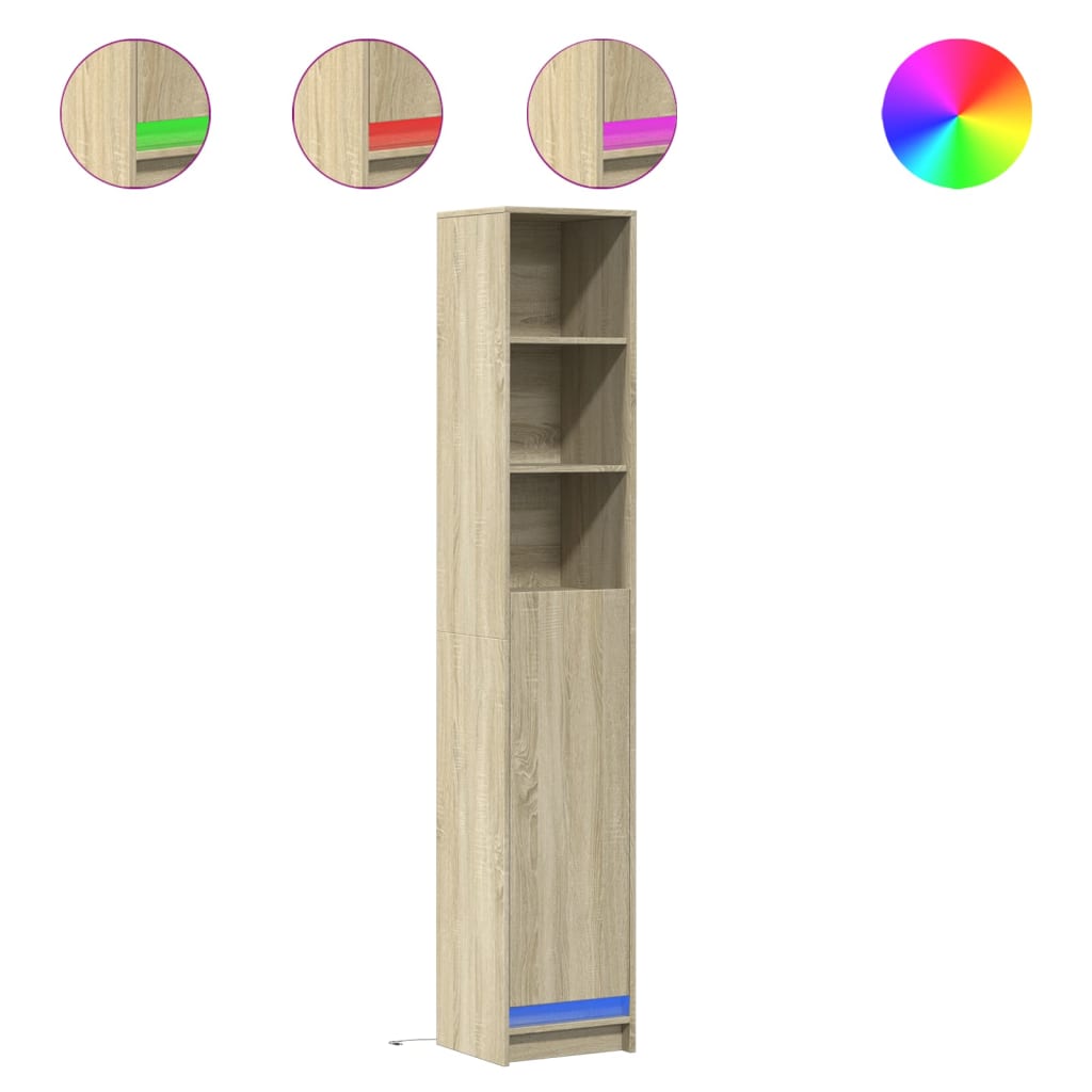 Credenza con LED Rovere Sonoma 36x32,5x200 cm Legno Multistrato - homemem39