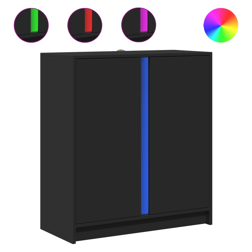 Credenza con LED Nera 77x34x85 cm in Legno Multistrato
