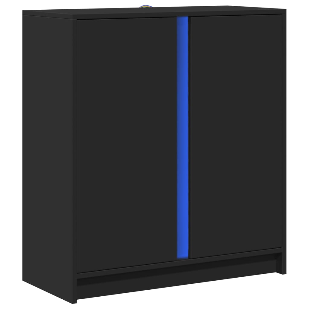 Credenza con LED Nera 77x34x85 cm in Legno Multistrato