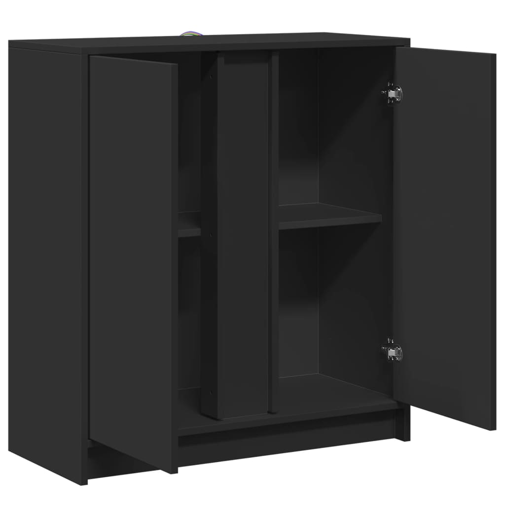 Credenza con LED Nera 77x34x85 cm in Legno Multistrato