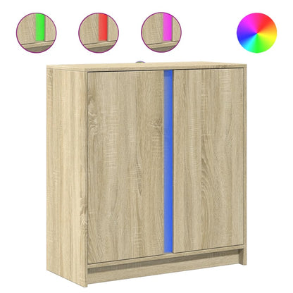 Credenza con LED Rovere Sonoma 77x34x85 cm in Legno Multistrato - homemem39
