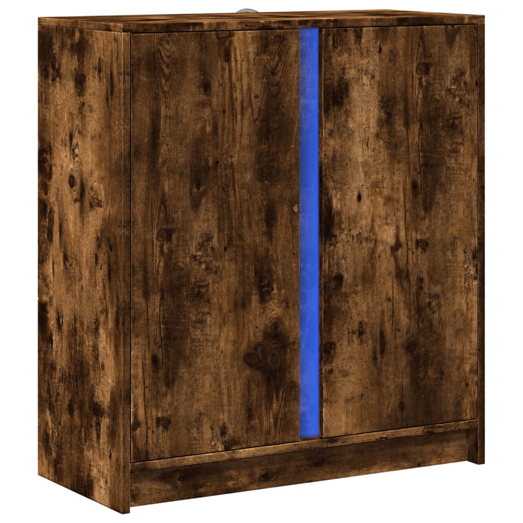 Credenza con LED Rovere Fumo 77x34x85 cm in Legno Multistrato - homemem39