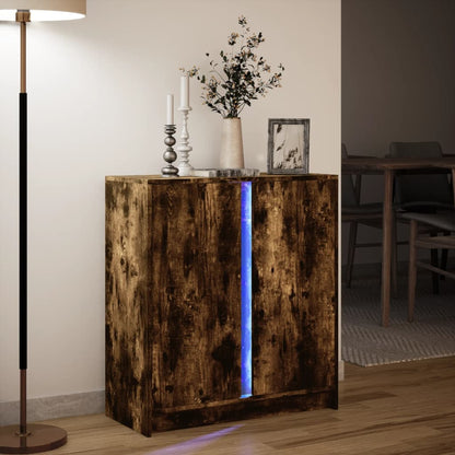 Credenza con LED Rovere Fumo 77x34x85 cm in Legno Multistrato - homemem39
