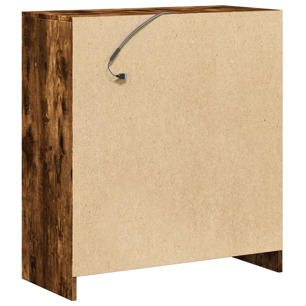 Credenza con LED Rovere Fumo 77x34x85 cm in Legno Multistrato - homemem39