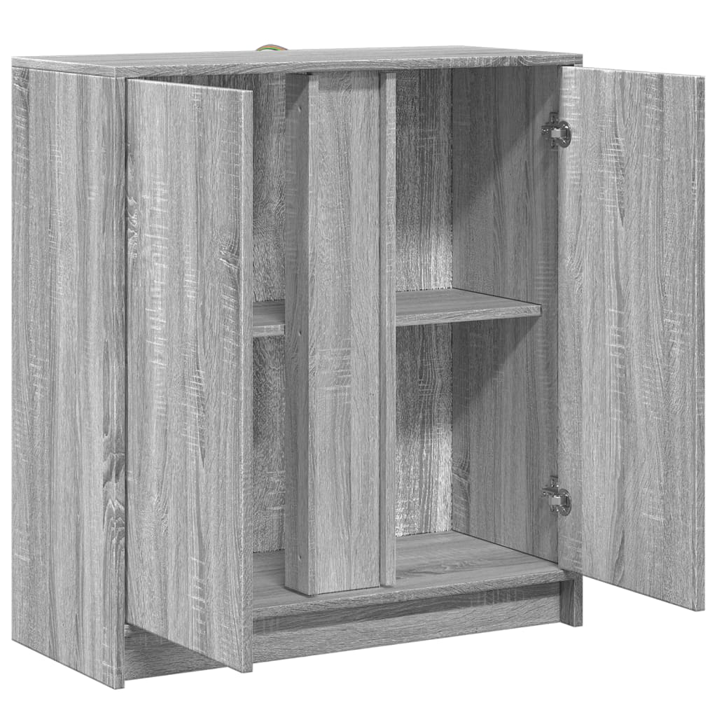 Credenza con LED Grigio Sonoma 77x34x85 cm in Legno Multistrato - homemem39
