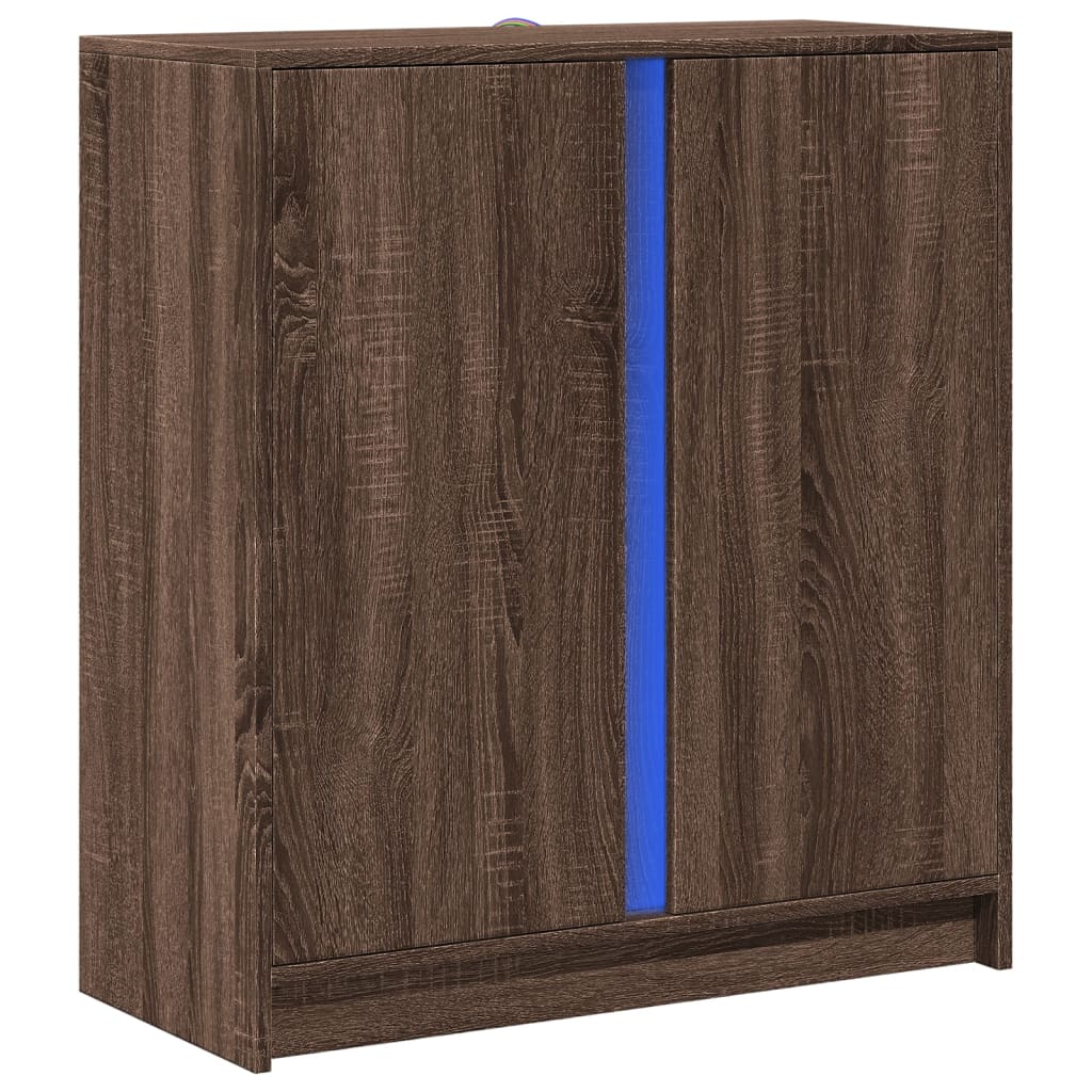 Credenza con LED Rovere Marrone 77x34x85 cm Legno Multistrato - homemem39
