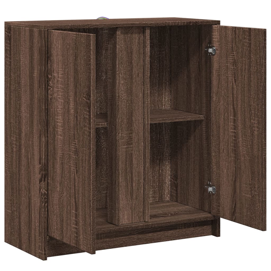 Credenza con LED Rovere Marrone 77x34x85 cm Legno Multistrato - homemem39