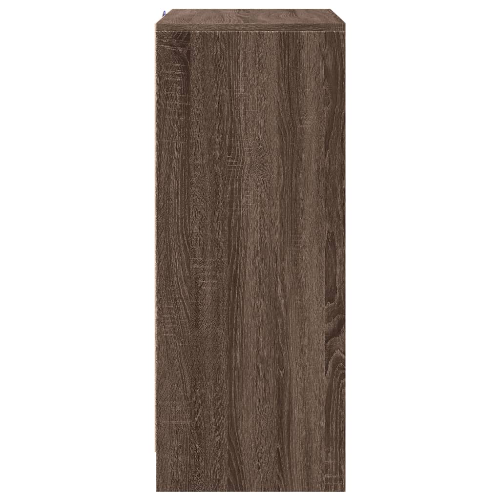 Credenza con LED Rovere Marrone 77x34x85 cm Legno Multistrato - homemem39
