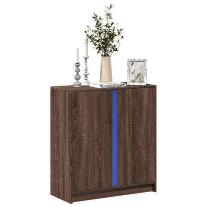 Credenza con LED Rovere Marrone 77x34x85 cm Legno Multistrato - homemem39