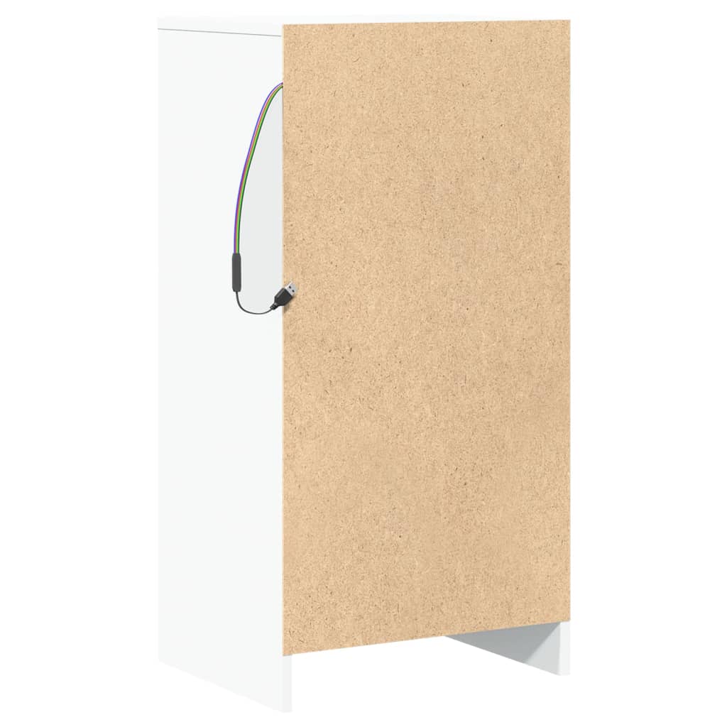 Credenza con LED Bianca 42,5x34x85 cm in Legno Multistrato - homemem39