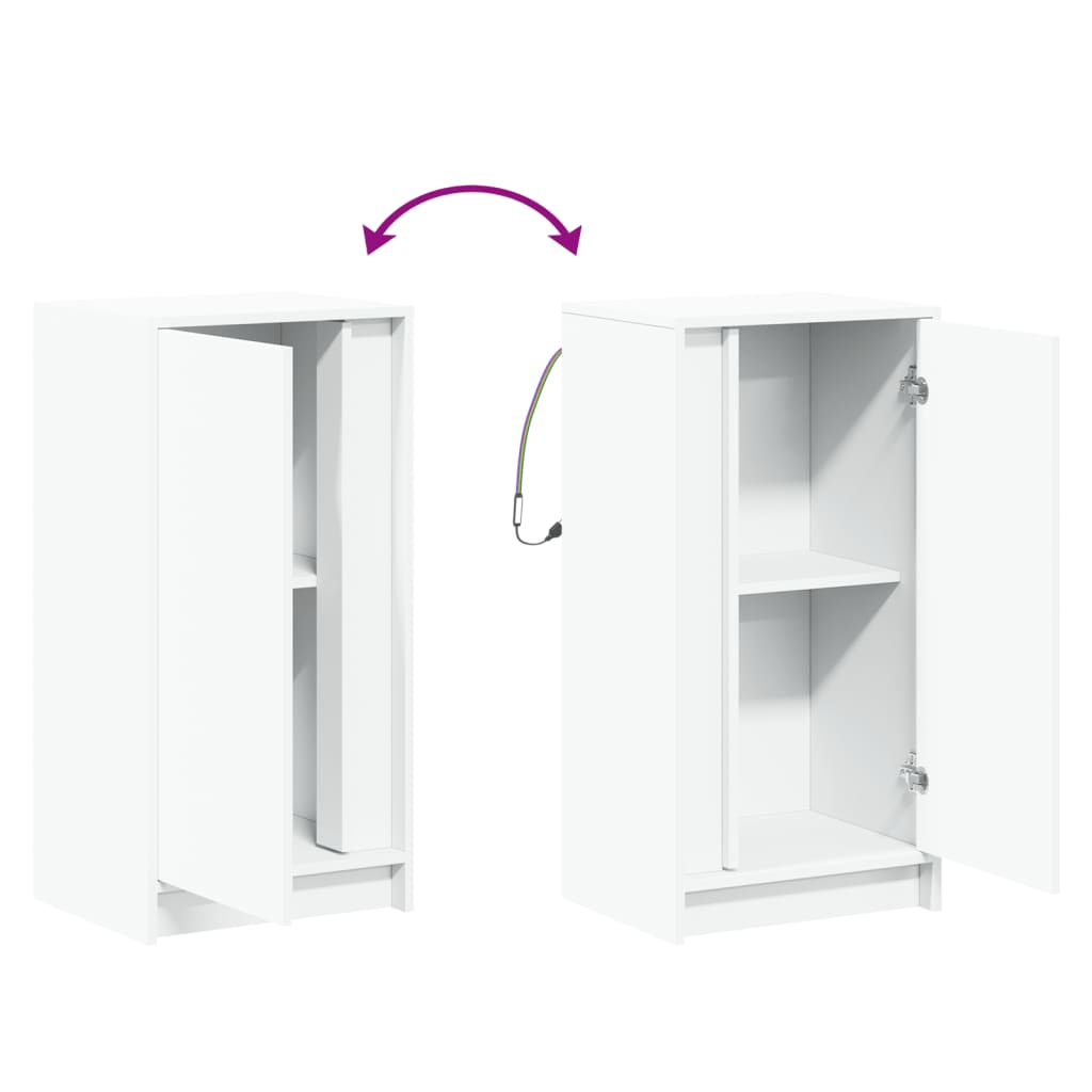Credenza con LED Bianca 42,5x34x85 cm in Legno Multistrato - homemem39