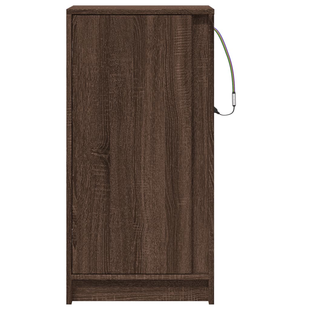 Credenza con LED Rovere Marrone 42,5x34x85 cm Legno Multistrato - homemem39