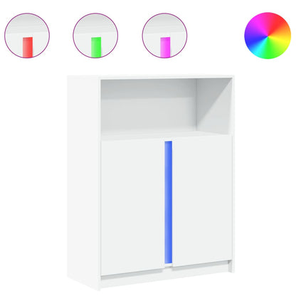 Credenza con LED Bianca 77x34x100 cm in Legno Multistrato - homemem39