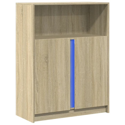 Credenza con LED Rovere Sonoma 77x34x100cm in Legno Multistrato - homemem39