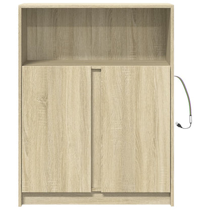 Credenza con LED Rovere Sonoma 77x34x100cm in Legno Multistrato - homemem39