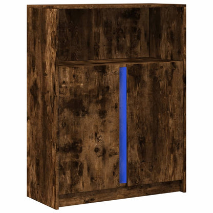 Credenza con LED Rovere Fumo 77x34x100 cm in Legno Multistrato - homemem39