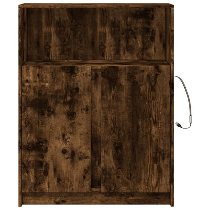 Credenza con LED Rovere Fumo 77x34x100 cm in Legno Multistrato - homemem39