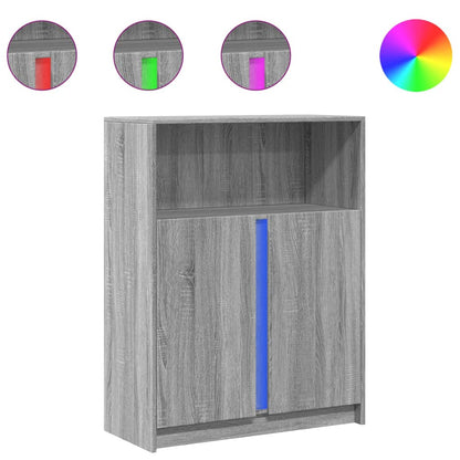 Credenza con LED Grigio Sonoma 77x34x100cm in Legno Multistrato - homemem39