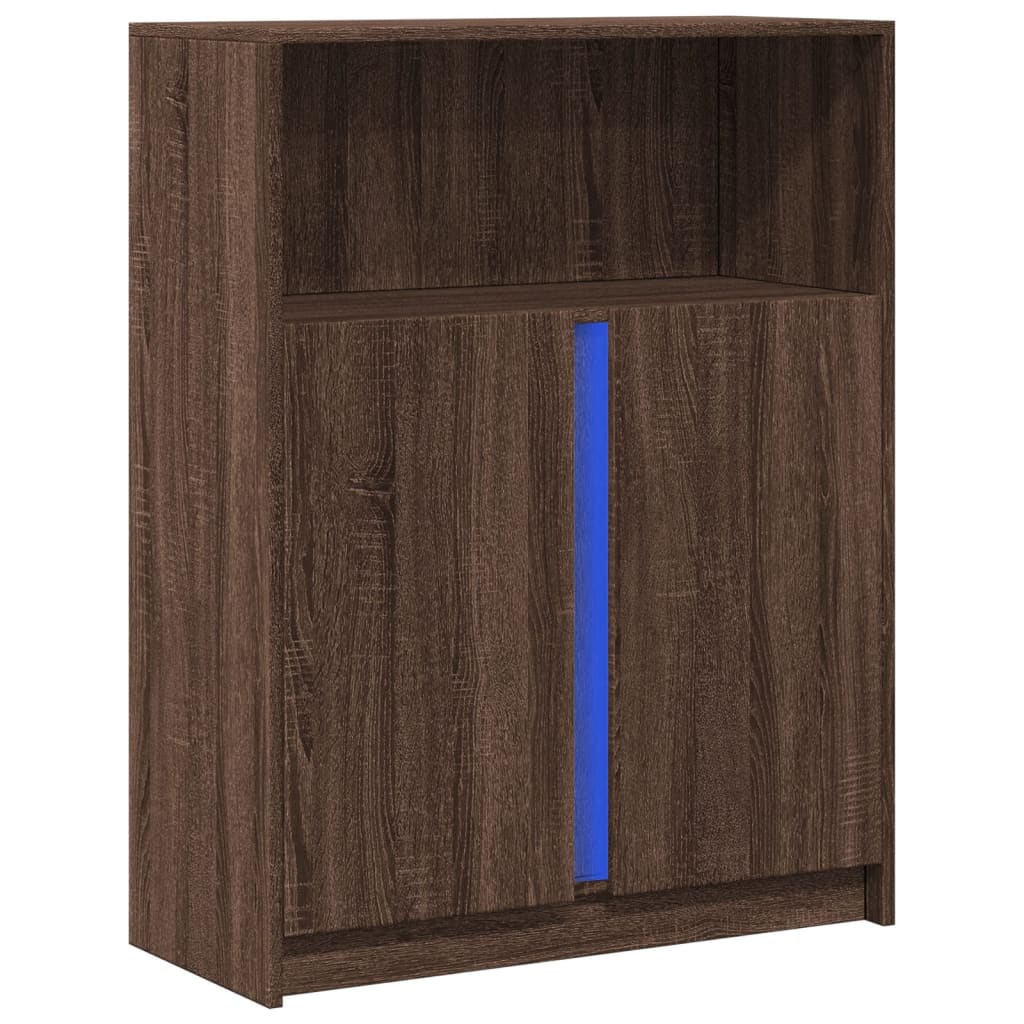 Credenza con LED Rovere Marrone 77x34x100 cm Legno Multistrato - homemem39