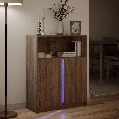 Credenza con LED Rovere Marrone 77x34x100 cm Legno Multistrato - homemem39