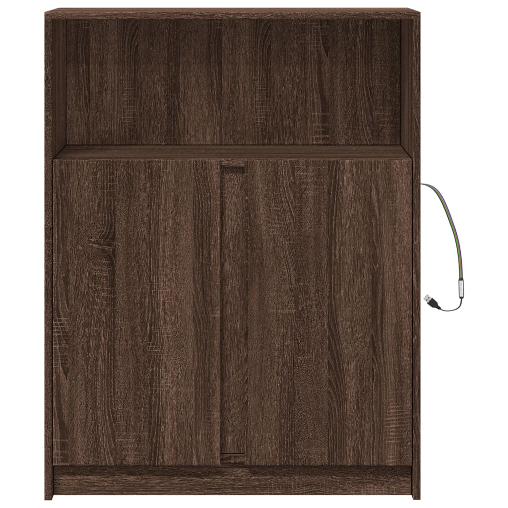 Credenza con LED Rovere Marrone 77x34x100 cm Legno Multistrato - homemem39