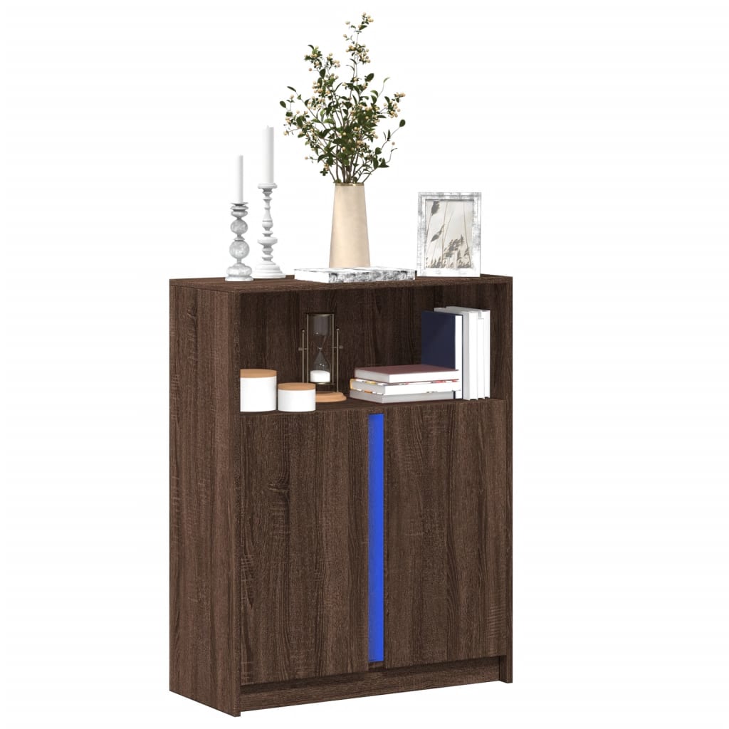 Credenza con LED Rovere Marrone 77x34x100 cm Legno Multistrato - homemem39