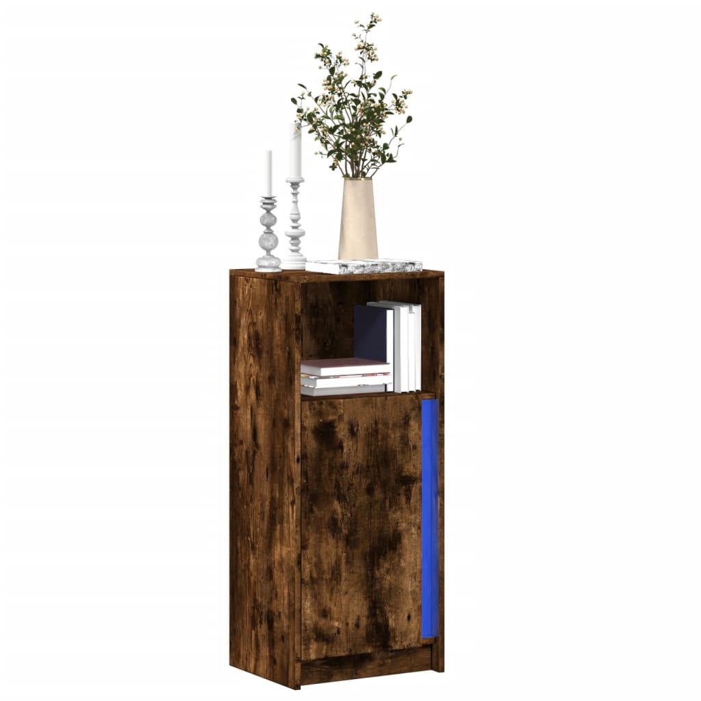 Credenza con LED Rovere Fumo 42,5x34x100cm in Legno Multistrato - homemem39