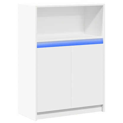 Credenza con LED Bianca 72x34x100 cm in Legno Multistrato - homemem39