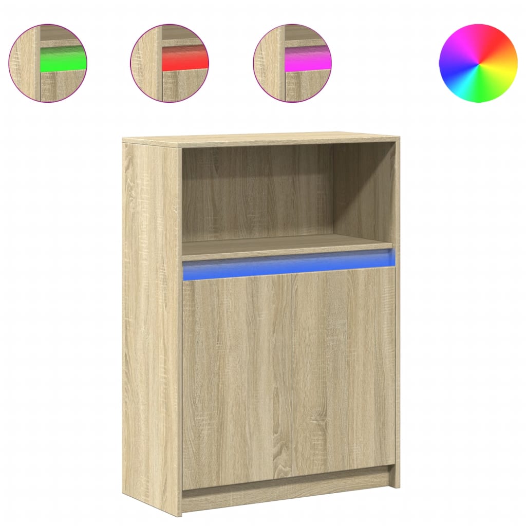 Credenza con LED Rovere Sonoma 72x34x100cm in Legno Multistrato - homemem39