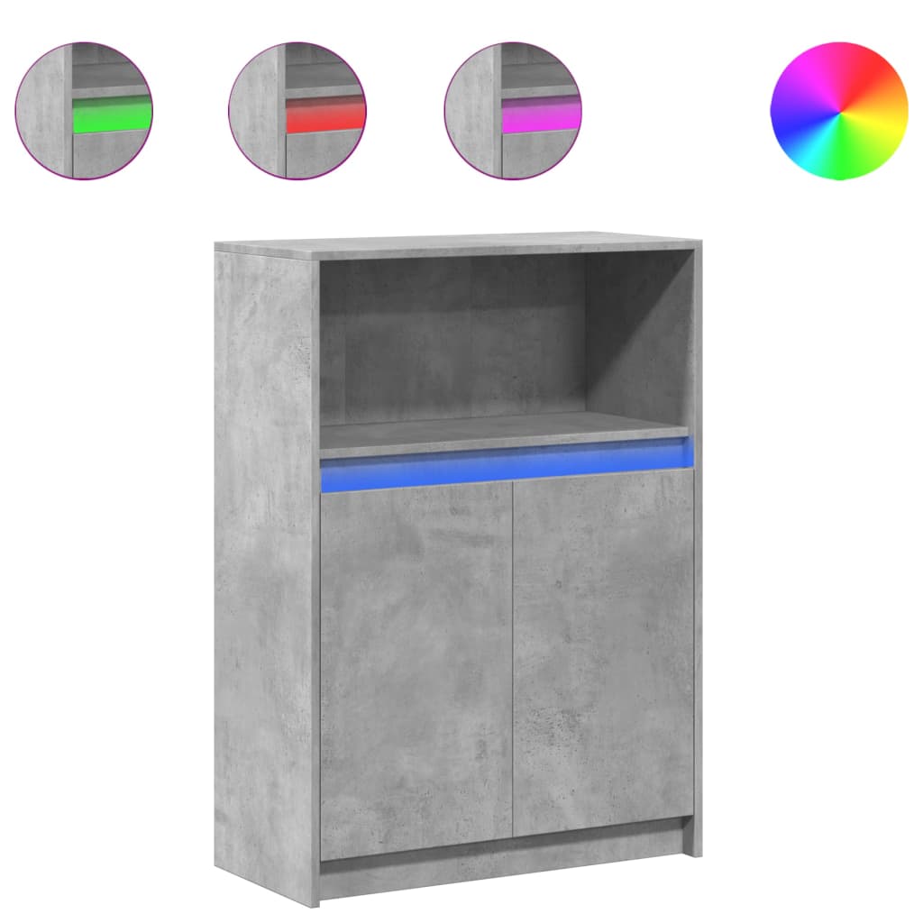 Credenza con LED Grigio Cemento 72x34x100 cm Legno Multistrato - homemem39