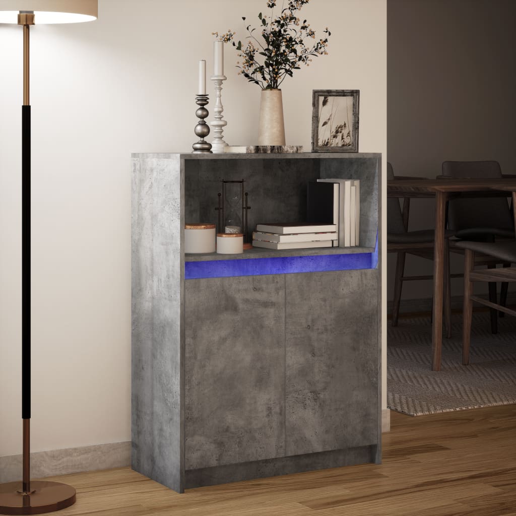 Credenza con LED Grigio Cemento 72x34x100 cm Legno Multistrato - homemem39