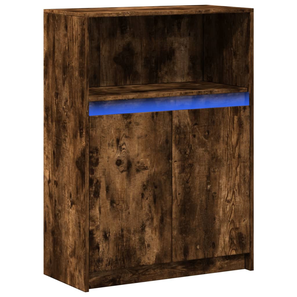 Credenza con LED Rovere Fumo 72x34x100 cm in Legno Multistrato - homemem39