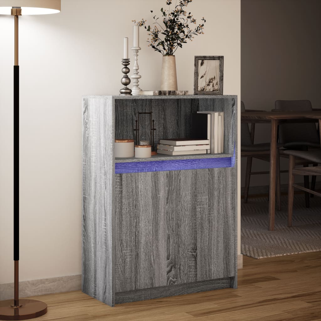 Credenza con LED Grigio Sonoma 72x34x100cm in Legno Multistrato - homemem39